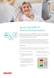 Ascom teleCARE IP wireless 
bedside module product sheet