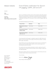 End of sales announcement