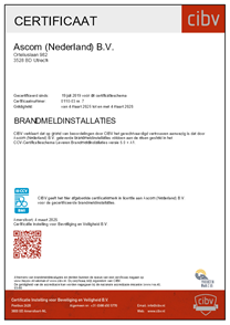 CIBV Certificaat -
Leveren van brandmeldinstallaties