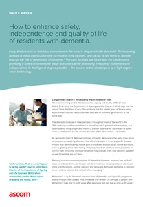 How to enhance safety,
independence and quality of life
of residents with dementia